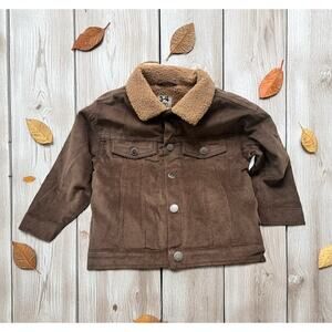 NWT Cotton-On Jamie Kids SIZE 3-4 Sherpa Collar Corduroy Jacket Brown SnapButton